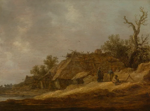 Dilapidated Farmhouse with Peasants by Jan van Goyen, painting, 1631