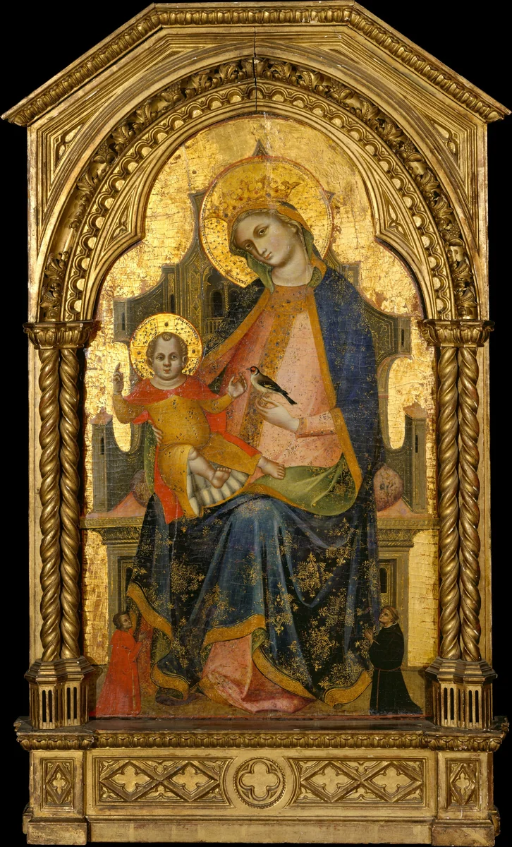 Madonna and Child Enthroned with Two Donors by Lorenzo Veneziano, painting, 1355-1365