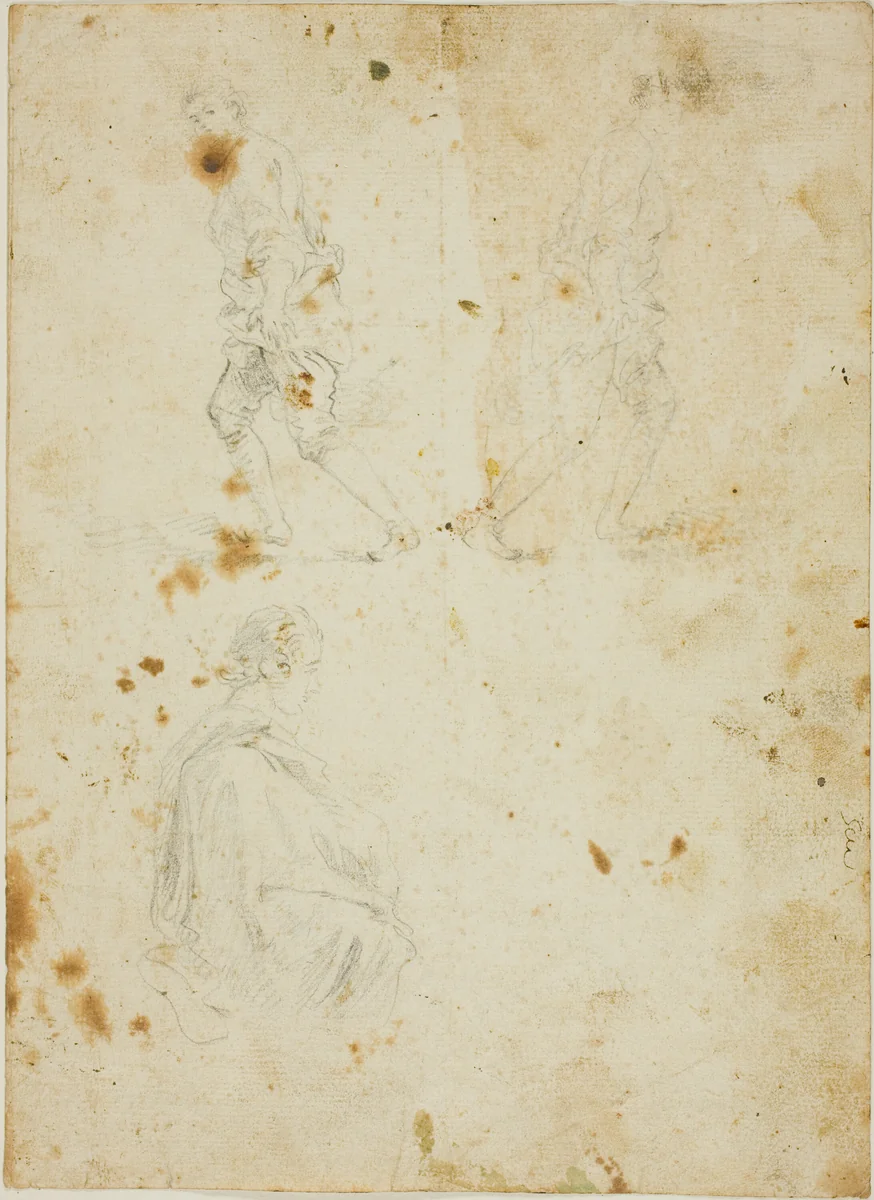 Studies of Male Figures by Giovanni Paolo Panini, drawing, 1711-1765