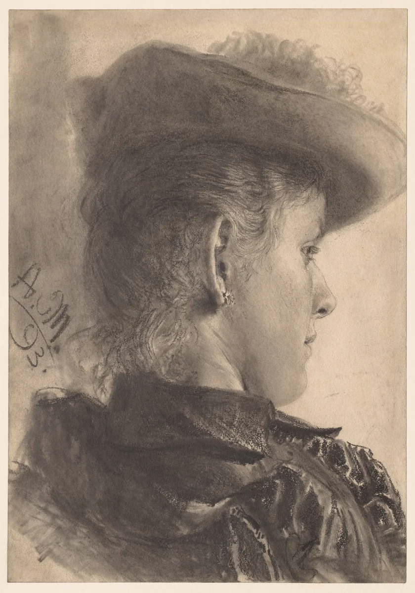 Bust of a Woman, Seen from Behind by Adolph von Menzel, drawing, 1893