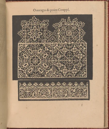 Les Singuliers et Nouveaux Portraicts... page 33 (recto) by Federico de Vinciolo, book, 1588