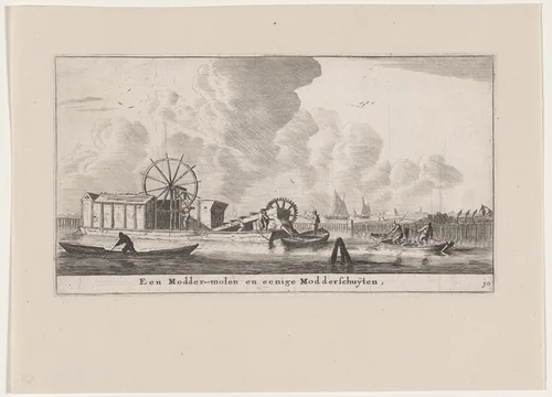 A Dredger and Mudhoppers by Reinier Nooms, print, 1647-1657