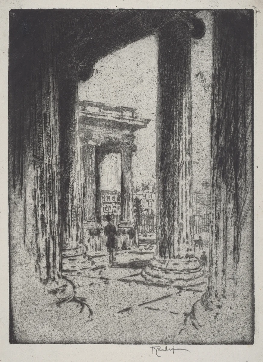 The Portico, British Museum by Joseph Pennell, print, 1905