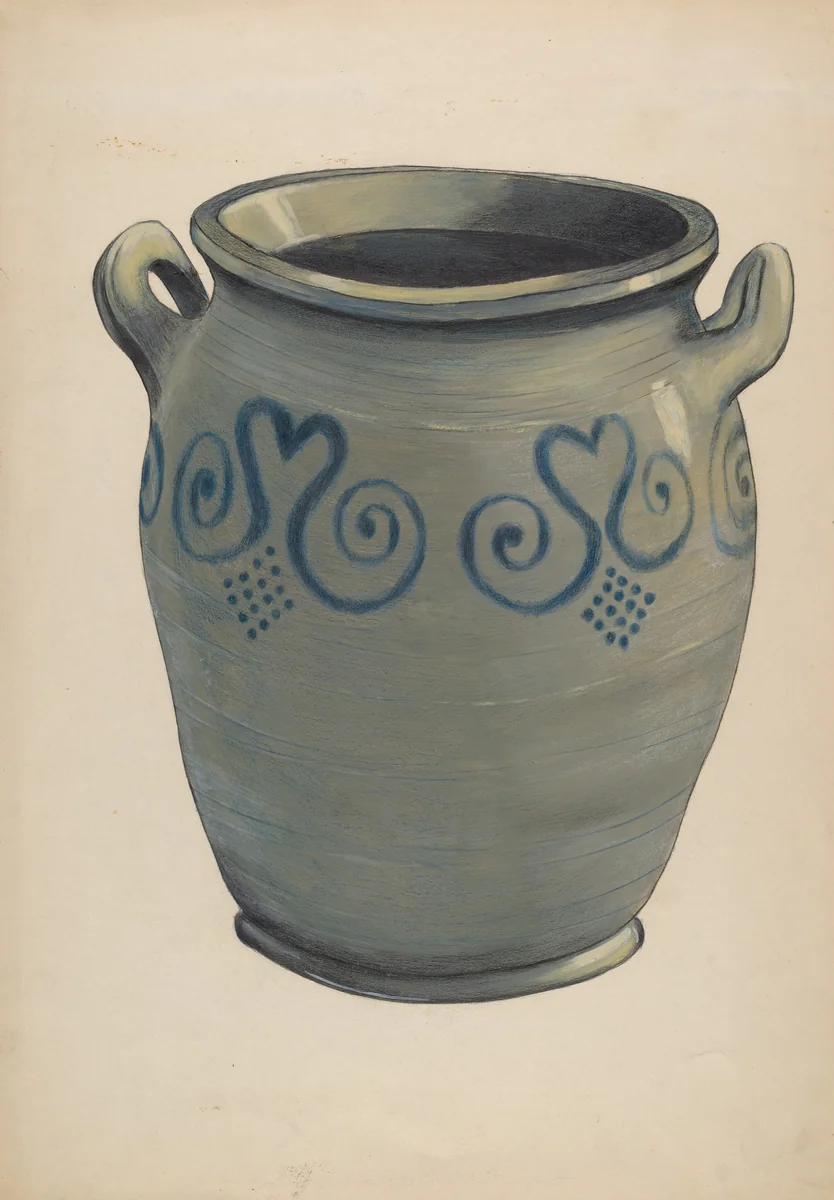 Stoneware Crock by Fred Weiss, index of american design, 1936