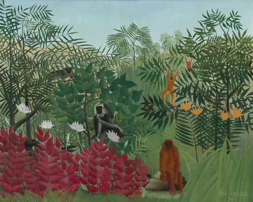 Tropical Forest with Monkeys by Henri Rousseau, painting, 1910