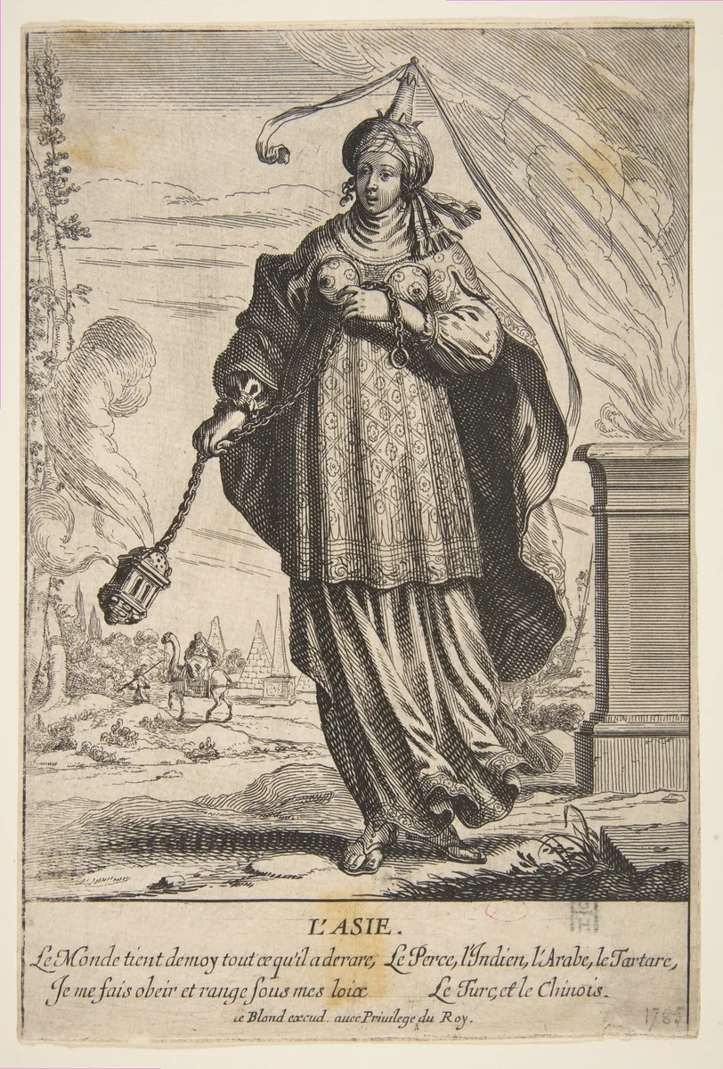 Allegory of Asia, from "The Four Continents" by Abraham Bosse, print, 1630-1666