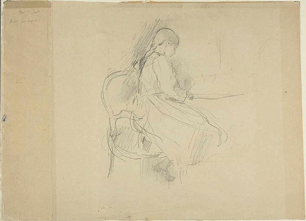 Young Girl Seated at a Table by Berthe Morisot, drawing, 1861-1895