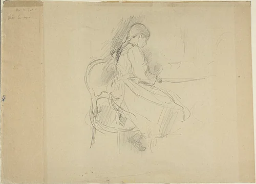 Young Girl Seated at a Table by Berthe Morisot, drawing, 1861-1895