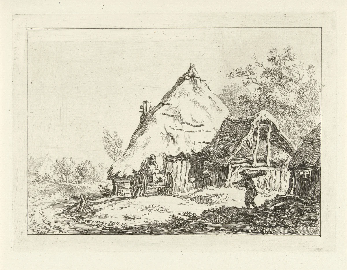 Kar voor een boerderij by Carel Lodewijk Hansen, print, 1780-1840