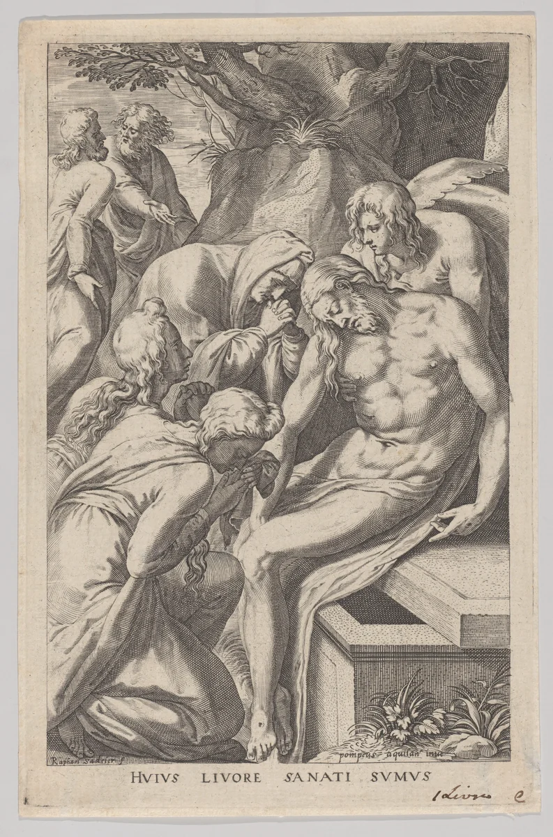 The Lamentation by Raphael Sadeler I, print, 1598-1632