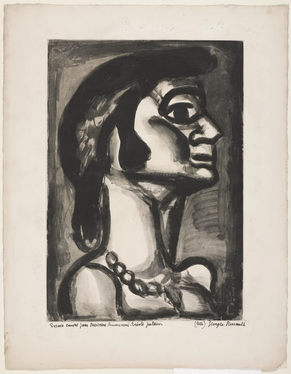 Trial proof for Mouth that was Fresh, Bitter as Gall, plate XV from Miserere by Georges Rouault, print, 1922