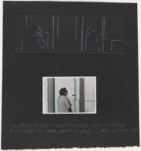 Prototype for Stereogram Series: Lady in Street by John Baldessari, drawing, 1975