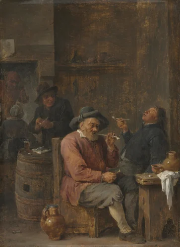 Peasants Smoking in an Inn by David Teniers, painting, 1635-1645