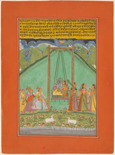 Hindol Raga, page from a Garland of Musical Ragas (Ragamala) Set by India Rajasthan, painting, 1745-1770