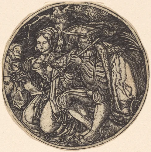 The Flute Player by Master WI, print, 1453-1560