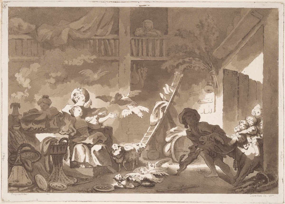 The Stubborn Donkey by Jean Honoré Fragonard, print, 1770