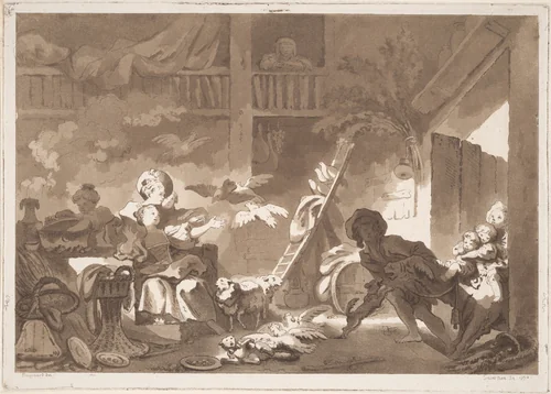 The Stubborn Donkey by Jean Honoré Fragonard, print, 1770