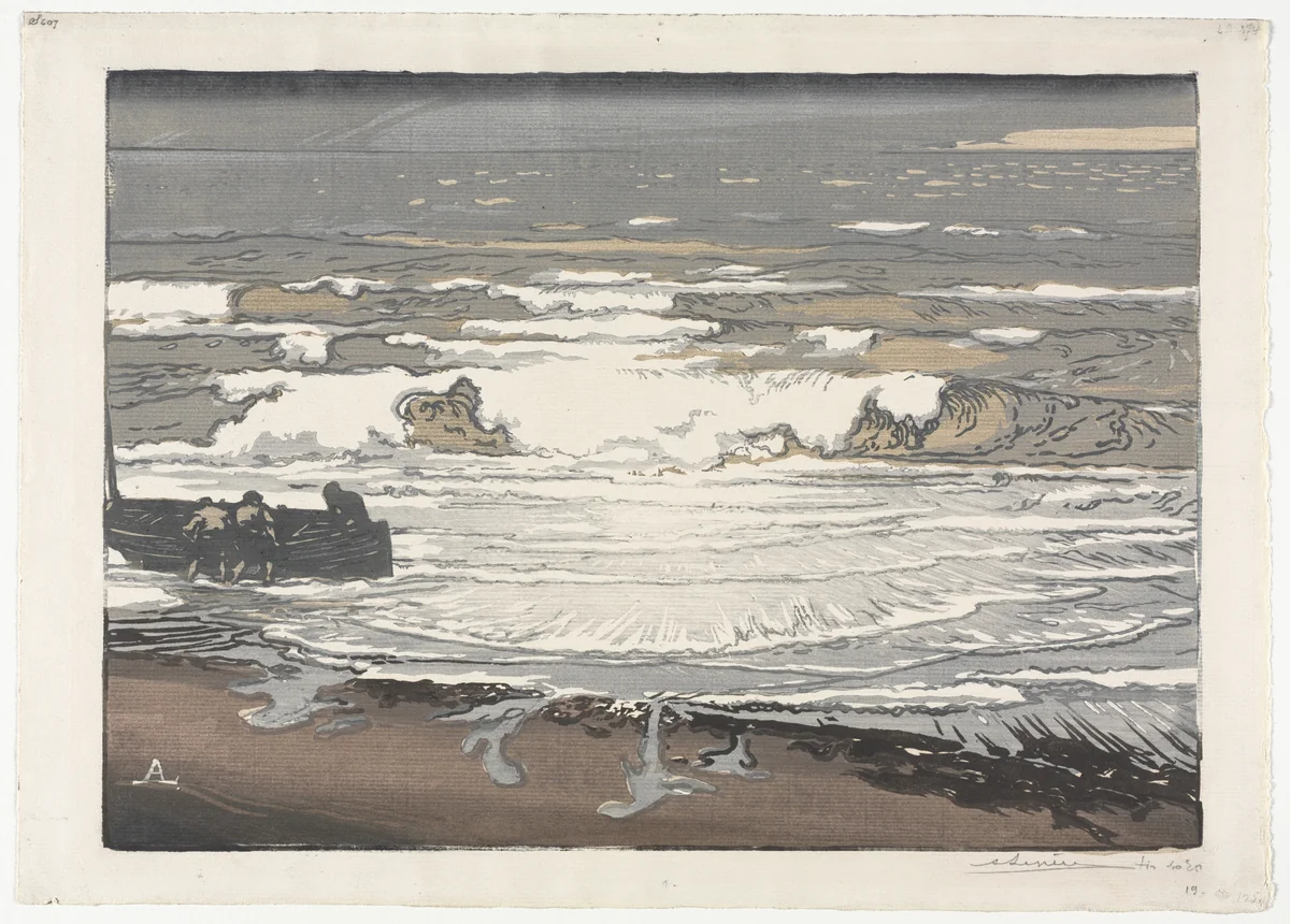 The Breaking Waves, Tide of September 1901 by Auguste Louis Lepère, print, 1901