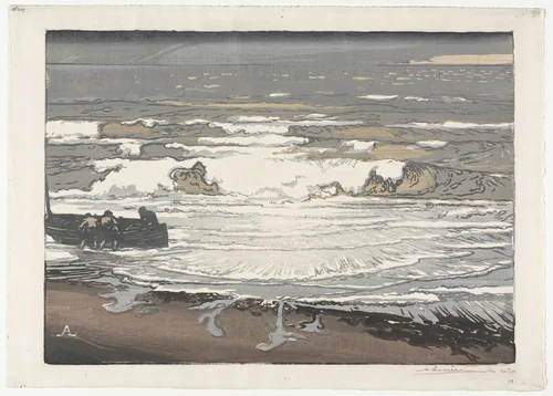 The Breaking Waves, Tide of September 1901 by Auguste Louis Lepère, print, 1901
