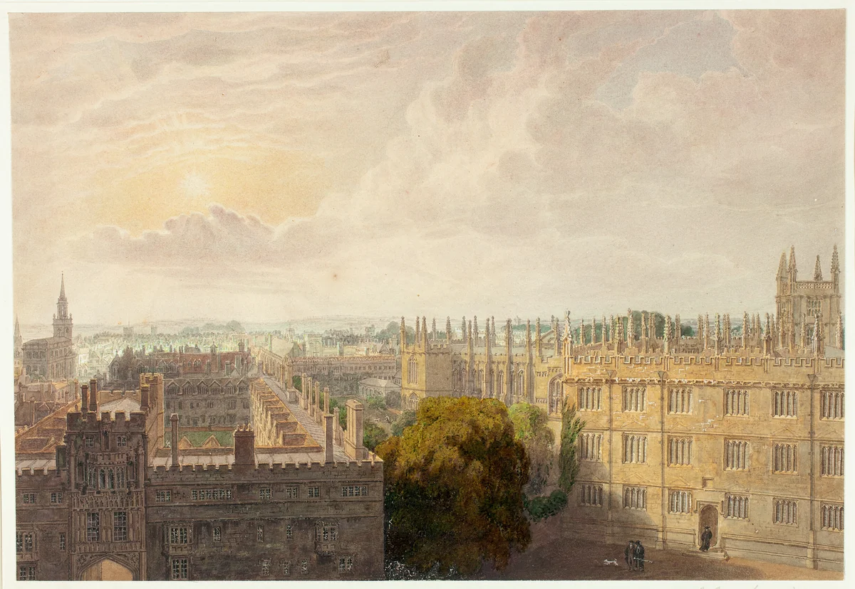 View From Radcliffe Library by Frederick MacKenzie, painting, 1800-1825