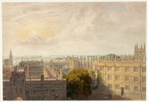 View From Radcliffe Library by Frederick MacKenzie, painting, 1800-1825