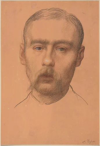Head of a Man (Possible Portrait of Professor E.D. Adams) by Alphonse Legros, drawing, 1837-1911