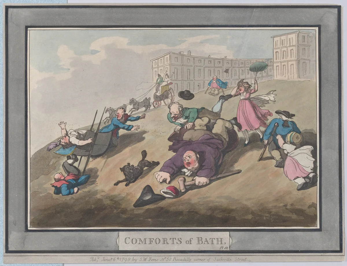 Comforts of Bath, Plate 12 by Thomas Rowlandson, print, 1798