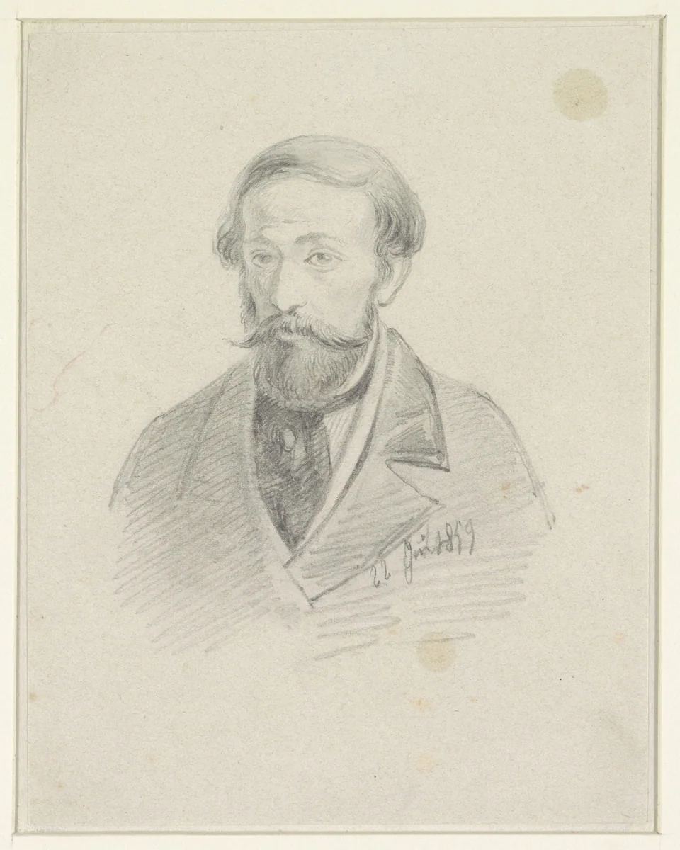 Zelfportret van Egidius Linnig by Egidius Linnig, drawing, 1859