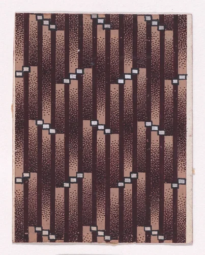 Textile Design with Alternating Diagonal Strings of Squares over a Striped Background by anonymous, drawing, 1840