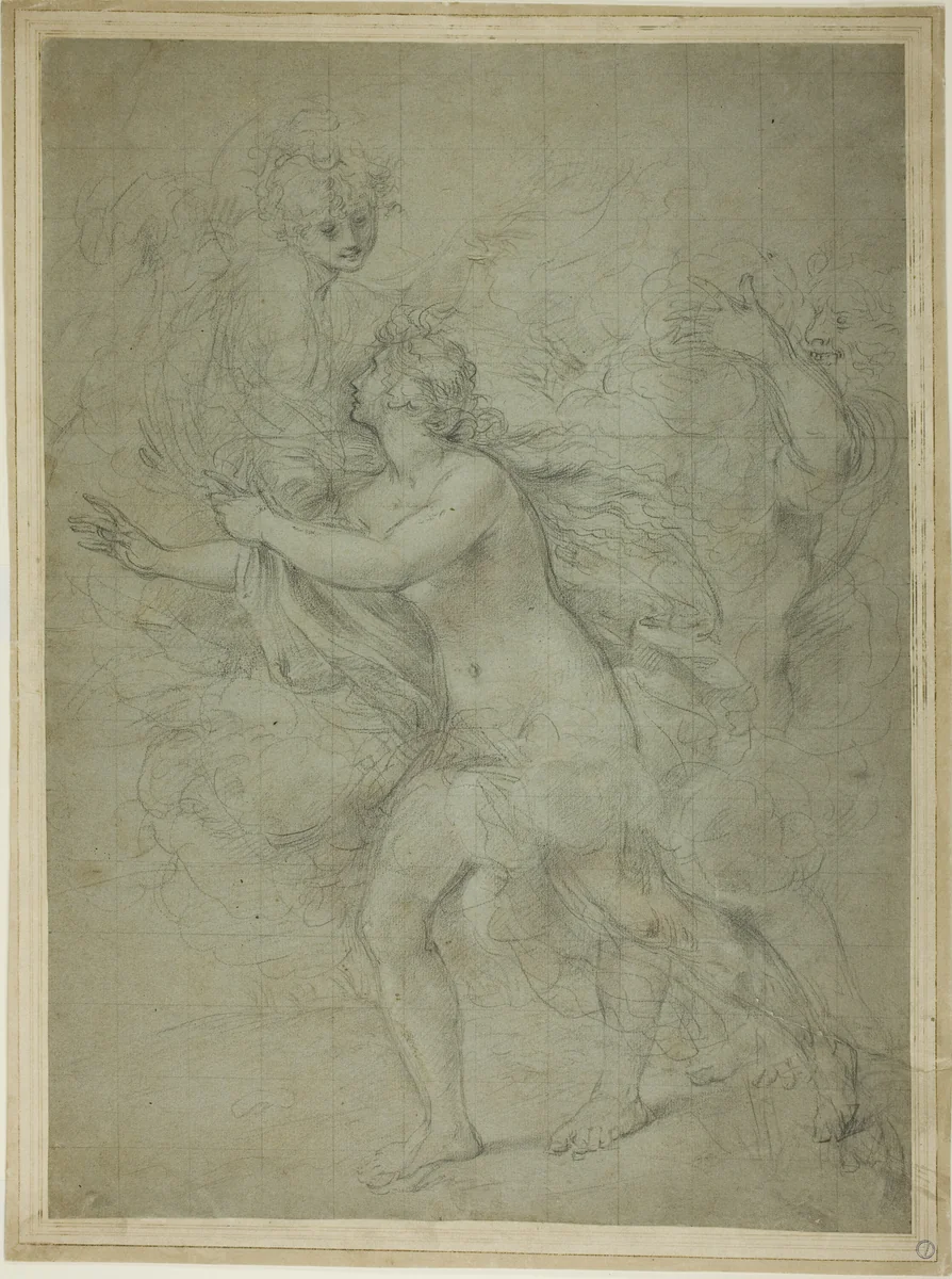 Boreas and Orithyia by Stefano Pozzi or Ciro Ferri, drawing, 1654-1768