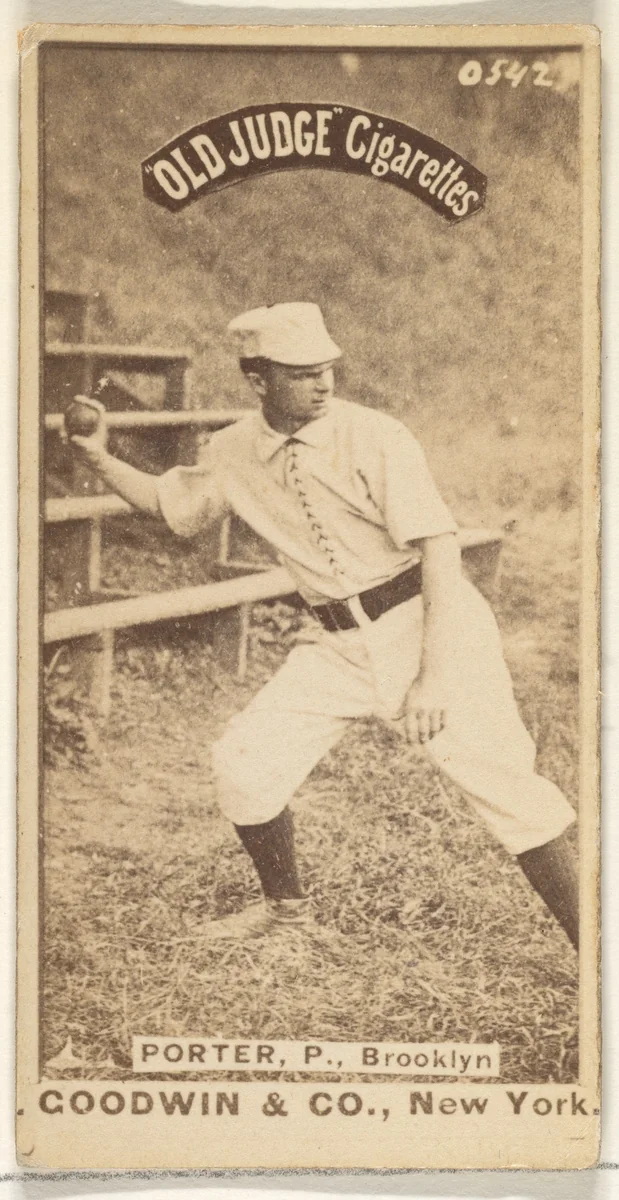 Porter, Pitcher, Brooklyn, from the Old Judge series (N172) for Old Judge Cigarettes by Goodwin & Company, photograph, 1887-1890