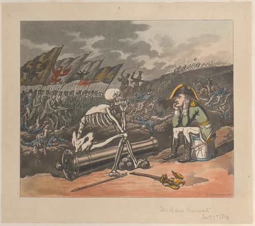 Death and Bonaparte, The Two Kings of Terror by Thomas Rowlandson, print, 1814