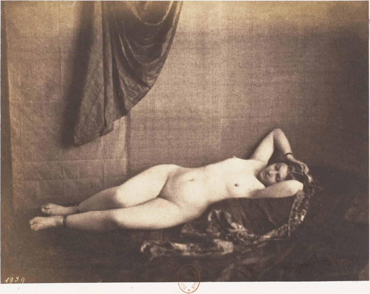 [Reclining Nude] by Julien Vallou de Villeneuve, photograph, 1851-1853