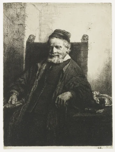 Jan Lutma, goldsmith by Rembrandt van Rijn, print, 1656