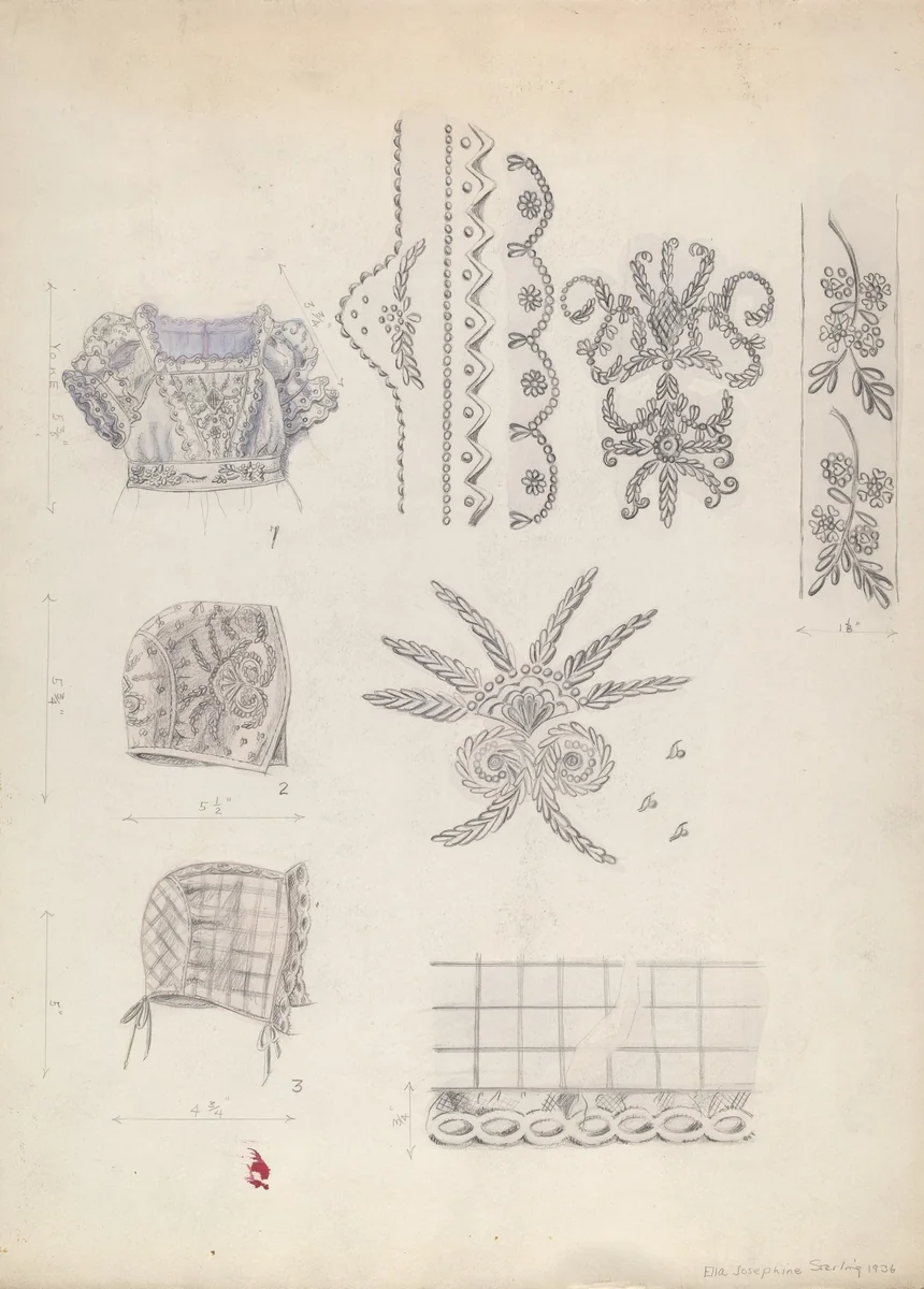 Infant's Dress Yoke and Mull Cup by Ella Sterling, index of american design, 1936