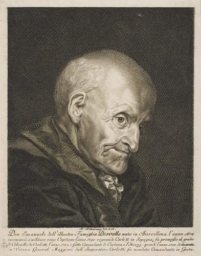 Portrait of Don Emanuel Desvalls by Jacob Matthias Schmutzer, print, 1753-1811