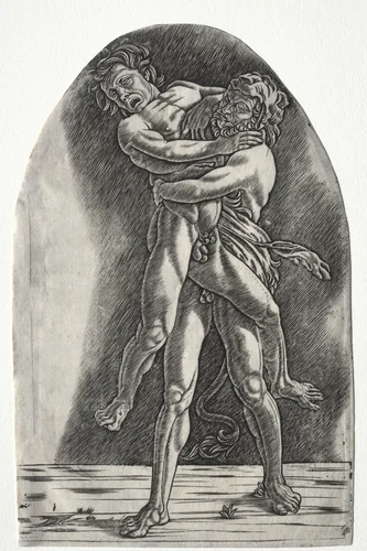 Hercules and Antaeus by Master of the Year, print, 1505-1515