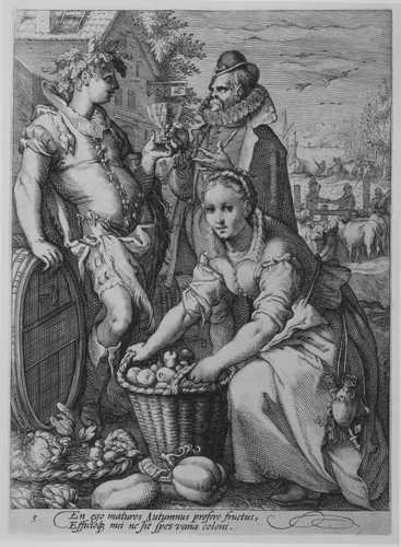 Autumn, from "The Four Seasons" by Jan Saenredam, print, 1560-1607