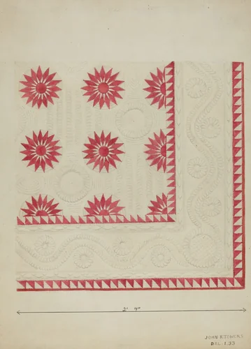 Quilted Applique Coverlet by John R. Towers, index of american design, 1936