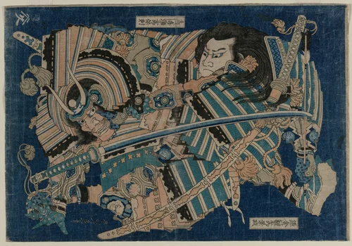 Kamakura no Gengoro Seizing Torinoumi Tasaburo by Katsushika Hokusai (葛飾 北斎), print, 1830-1834