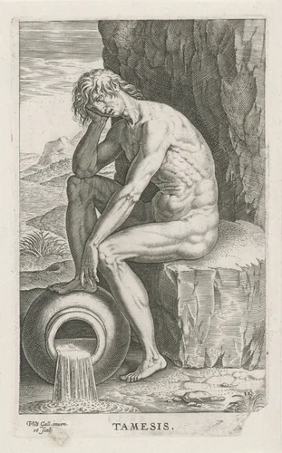 Riviergod Tamesis by Unknown, print, 1586