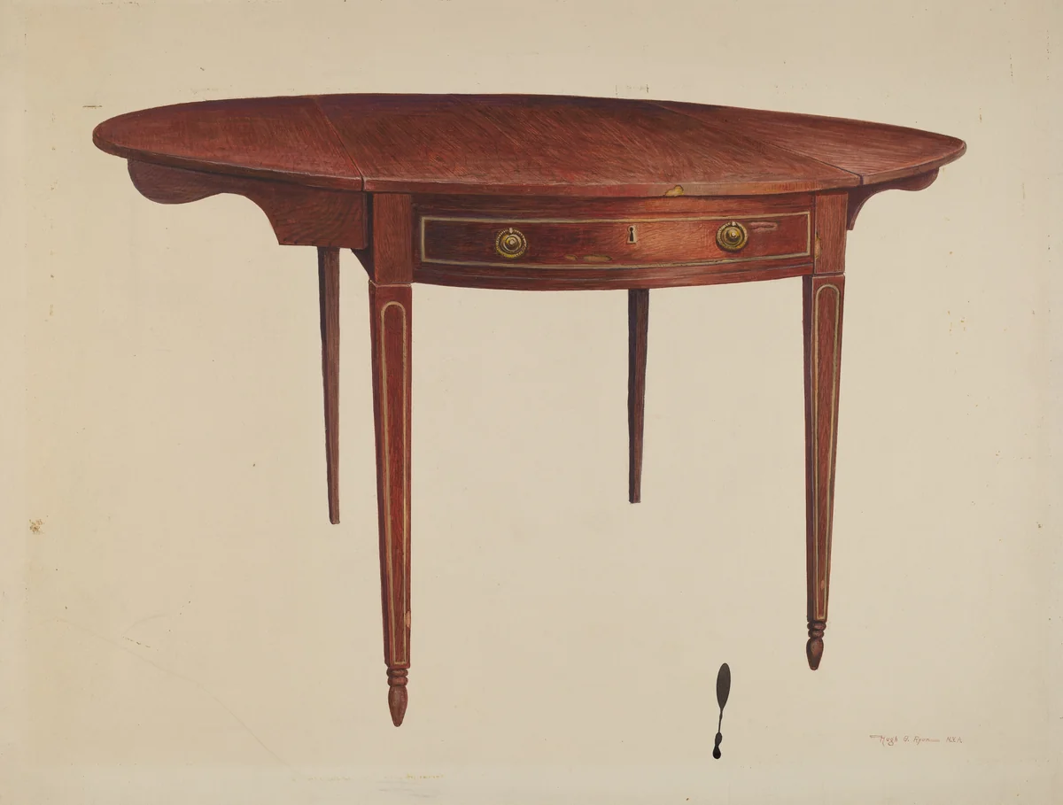 Hepplewhite Drop Leaf Table by Hugh Ryan, index of american design, 1942