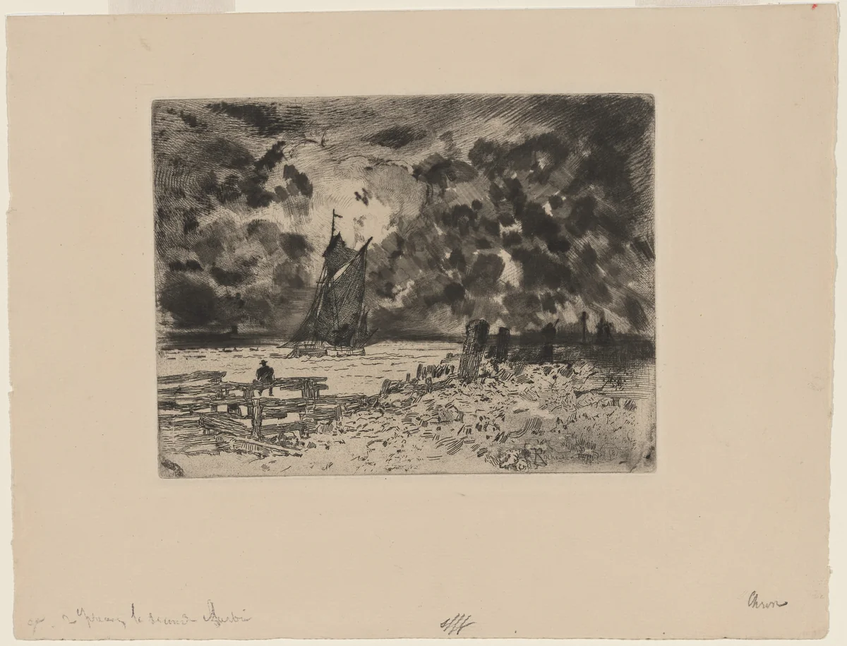 Marine: Souvenir of Medway by Félix-Hilaire Buhot, print, 1879