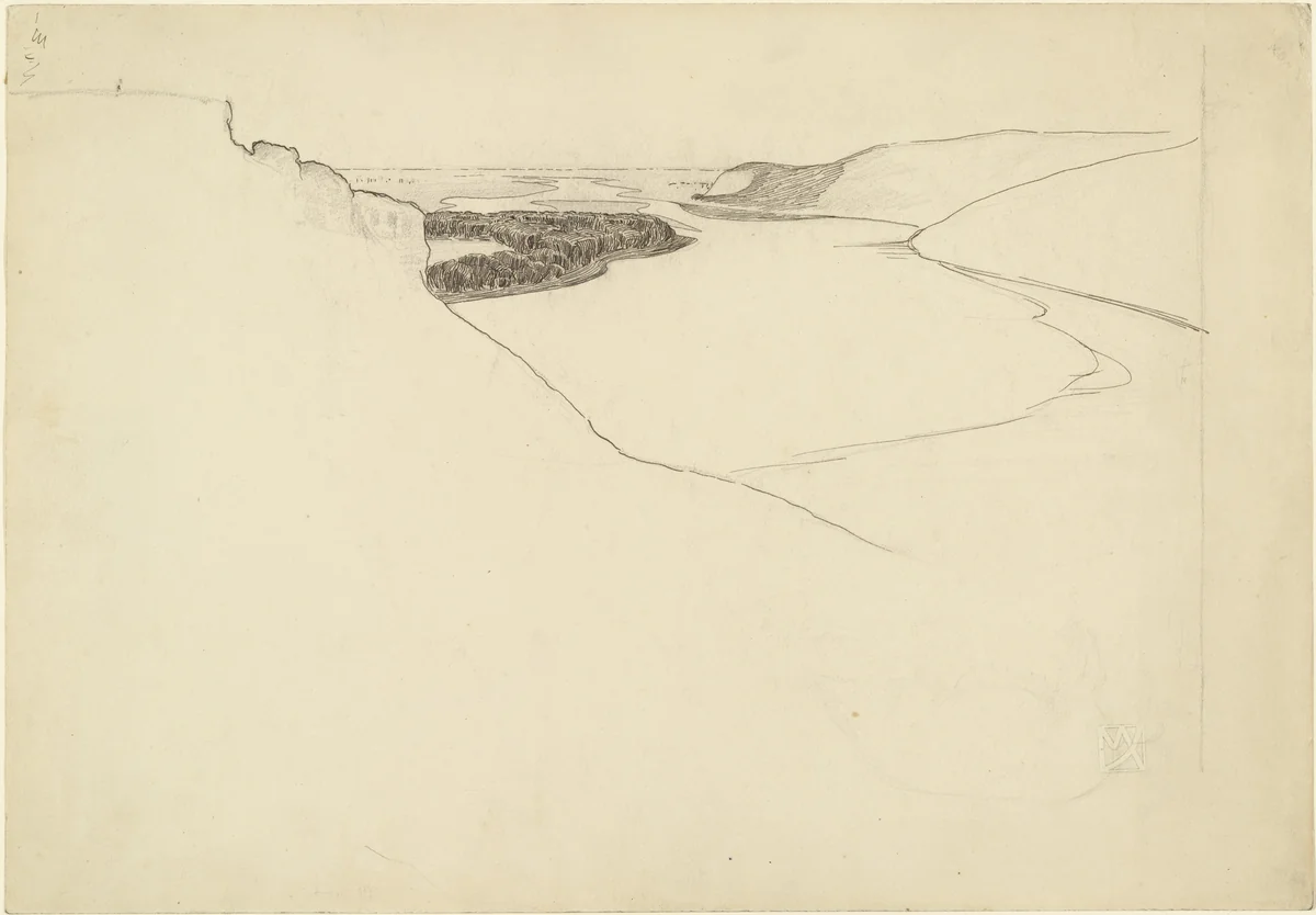 View of the Valley (Talblick) by Maximilian Kurzweil, drawing