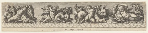 Frieze with Sea Monsters by Johann Theodor de Bry, print, 1580-1600