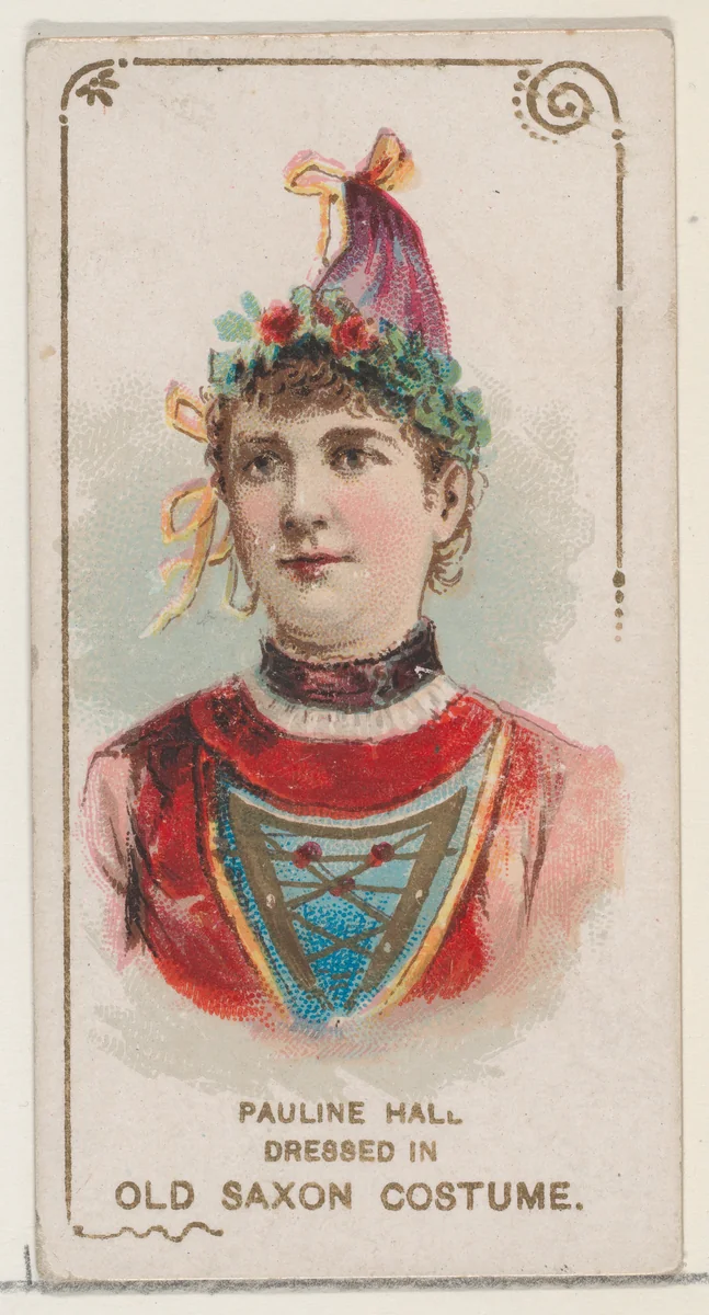 Pauline Hall Dressed in Old Saxon Costume, from the set Actors and Actresses, First Series (N70) for Duke brand cigarettes by W. Duke, Sons & Co., print, 1888-1889