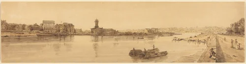 View of the Village of Chaillot from the Pont de la Concorde: pl.17 by Thomas Girtin, print, 1802