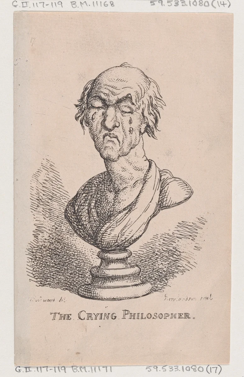 The Crying Philosopher by Thomas Rowlandson, print, 1808