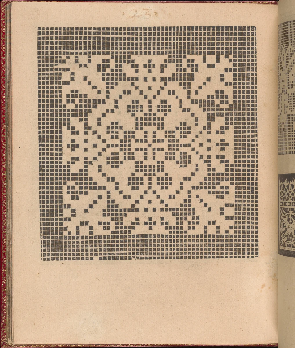 Les Singuliers et Nouveaux Portraicts... page 52 (verso) by Federico de Vinciolo, book, 1588