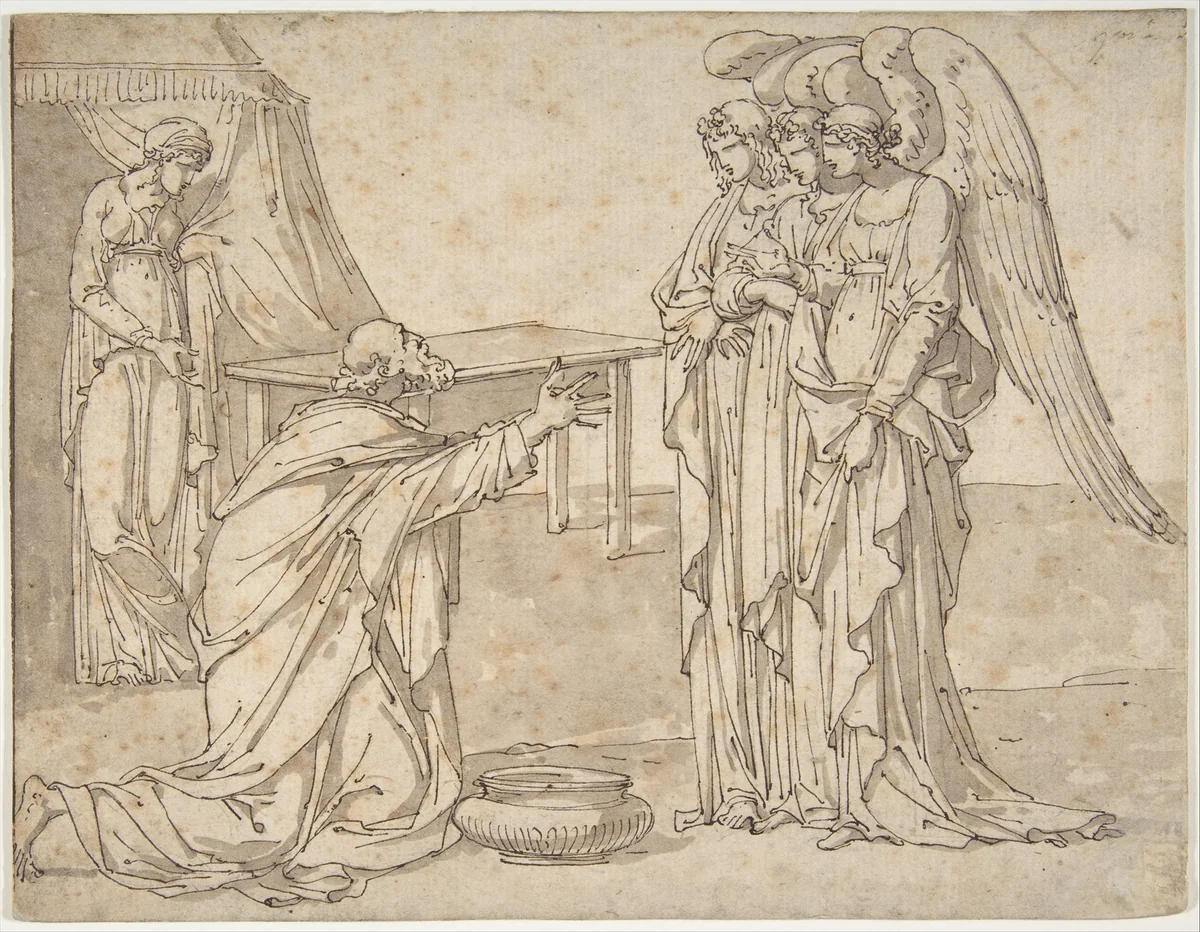 Three Angels Visiting Abraham by Charles Meynier, drawing, 1793